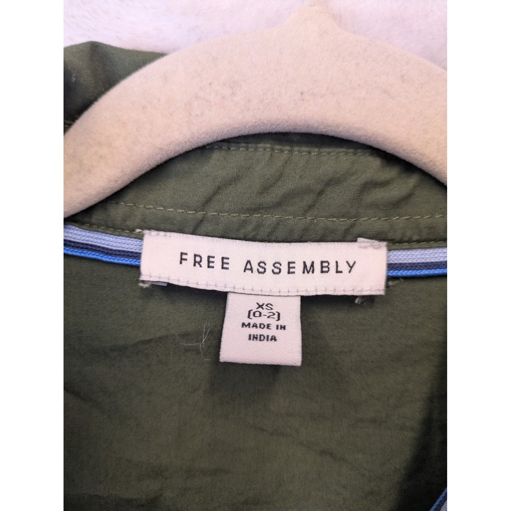 Free Assembly Womens XS Olive Green Short Puff Sleeve Tiered Button Front‎ Dress - Picture 5 of 10